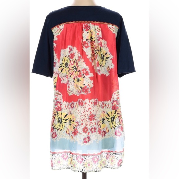 Johnny Was Tops - Johnny Was Silk Cotton Embroidered Short Sleeve Top Relaxed Fit Size S Blue